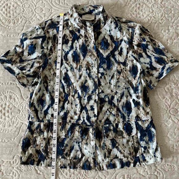 Women's Chico's  multi-color short sleeve cotton jacket Sz 0 - Picture 7 of 8